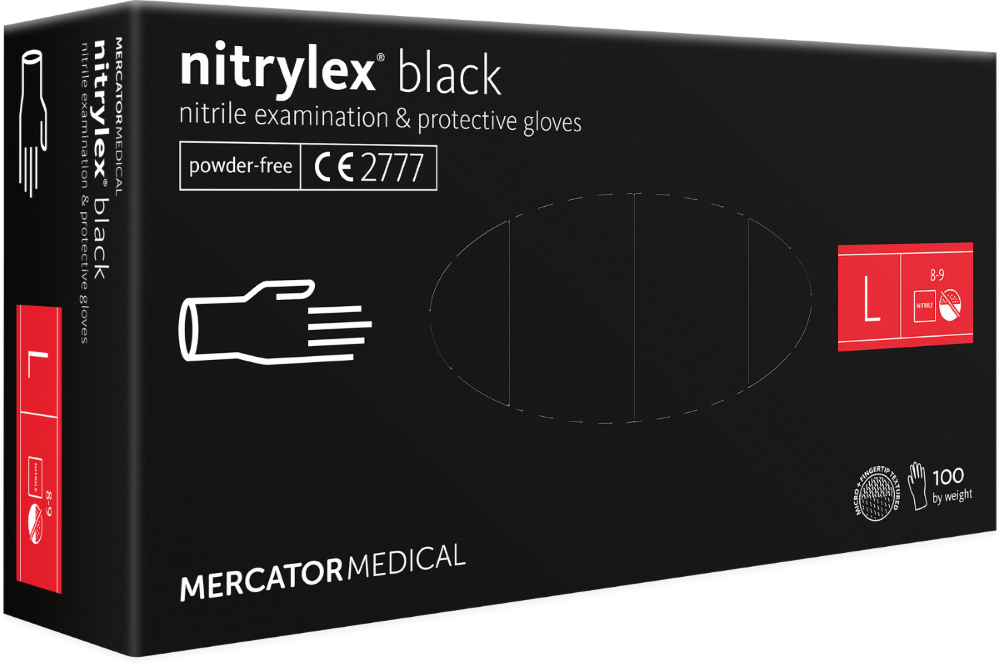 Manusi Examinare Nitril Negru L, Nitrylex 100 bucati