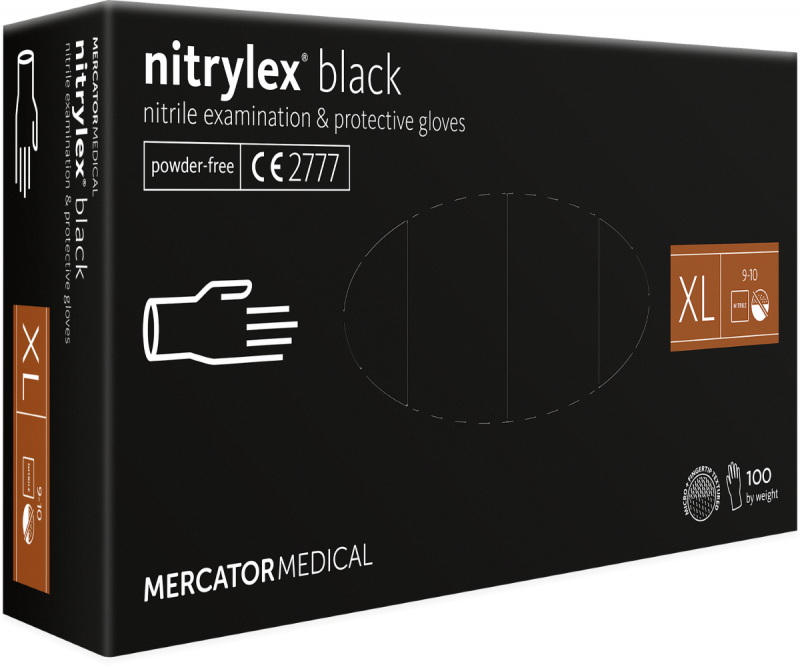 Manusi Examinare Nitril Negru XL, Nitrylex 100 bucati