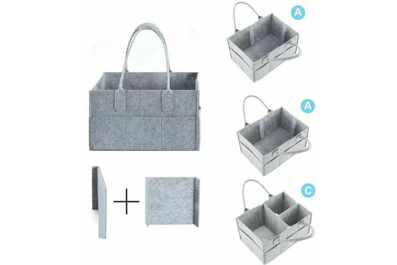 Geanta Organizator Scutece si Accesorii copii, bebelusi, WAYA, Pasla, Gri, 38x26x18 cm