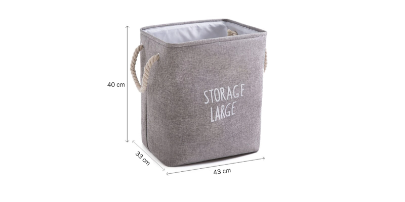 Cos de rufe, Pliabil, WAYA, Storage Large, XXL, Bumbac Canvas, , Impermeabil, Gri43cm*33cm*40cm