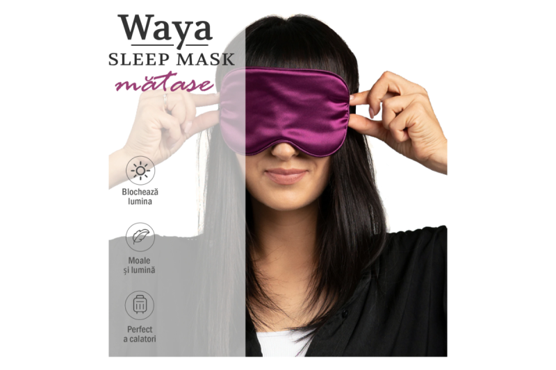 Masca de Dormit Reglabila, WAYA Sleep Mask, Curea Elastica, Culoare Violet inchis