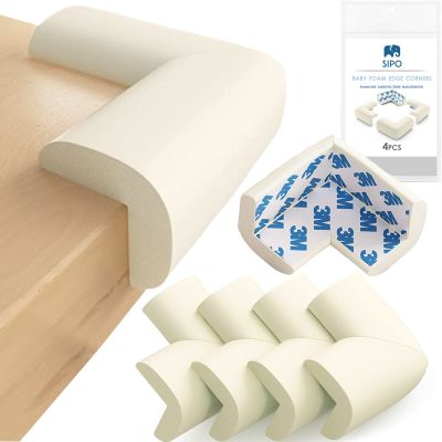 Set 4 aparatori moi pentru colturi, pentru copii, SIPO Baby Safety, Crem