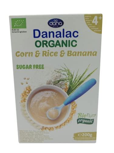 Danalac Bio Organic Cereale Orez, Porumb, Banana, 4 m+, 200g, fara zahar