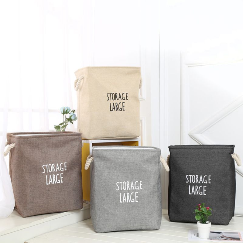 Cos de rufe, Pliabil, WAYA, Storage Large, XXL, Bumbac Canvas, 55 l, Impermeabila, Maro