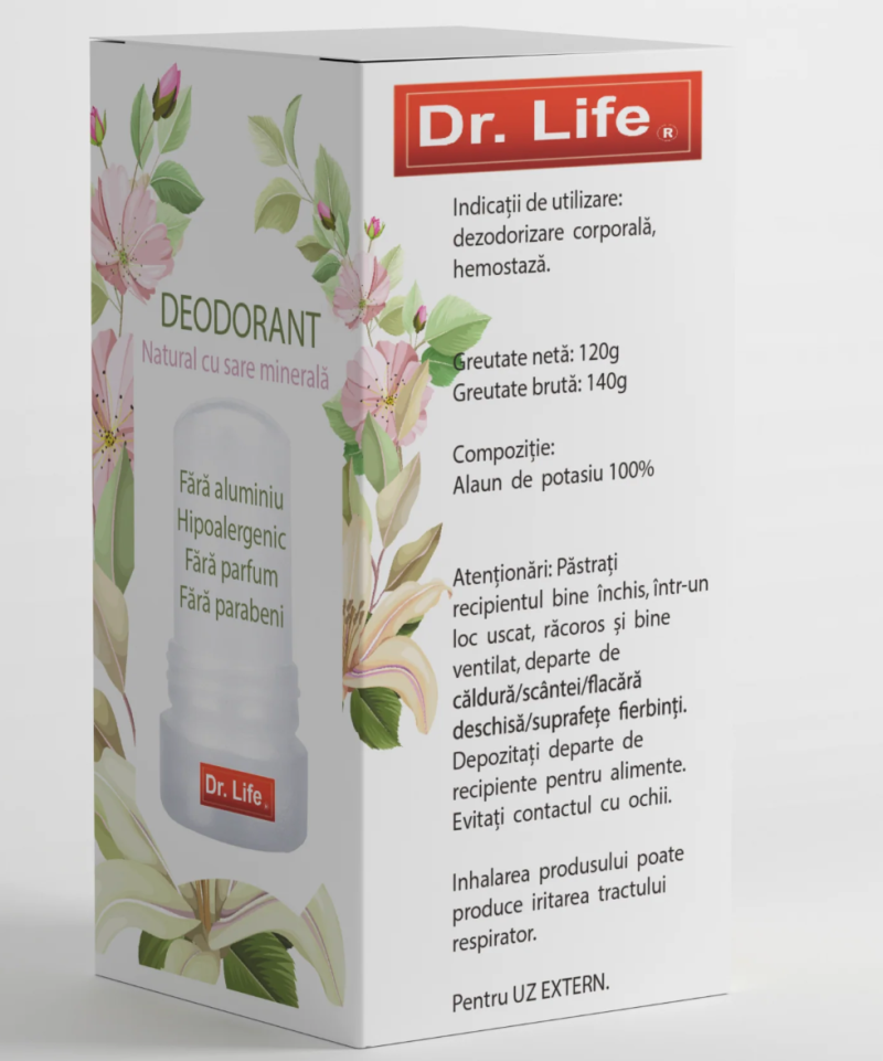 Deodorant natural cu sare minerală Dr Life Stick Alaun