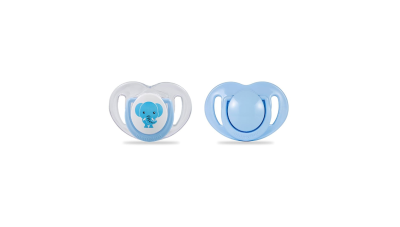 Set suzete de design ortodontic din silicon, Elefant albastru 0m+, Mamajoo