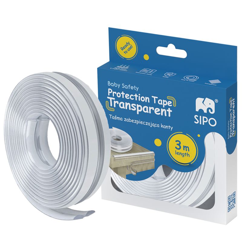 Banda protectie pentru muchii si margini cu adeziv, transparent, SIPO Baby Safety, 3 metri