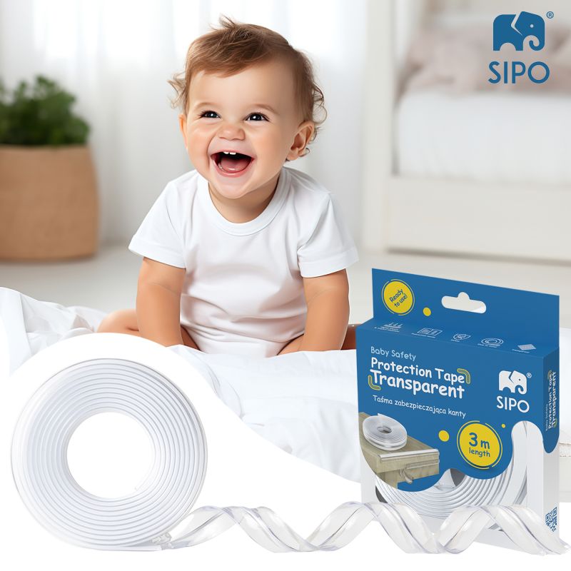 Banda protectie pentru muchii si margini cu adeziv, transparent, SIPO Baby Safety, 3 metri