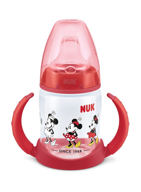 Biberon PP 150 ml cu toarte + tetina silicon de invatare 6-18 luni, First Choice Disney MINNIE, Nuk