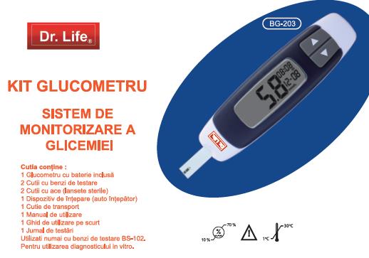 Dr. Life Kit Glucometru (2 cutii teste, 2 cutii ace, 1 glucometru)